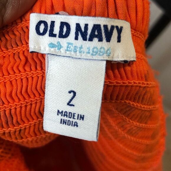 Old Navy orange blue strapless midi dress size 2 - Picture 8 of 10